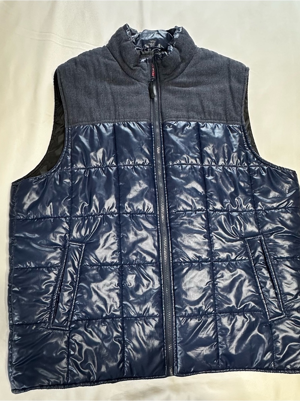 Coleman Men's Navy Quilted Vest with Dark Contrast Yoke